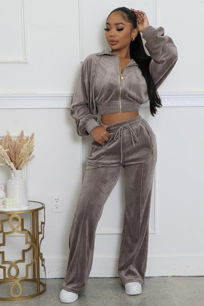 Original Velour Tracksuit Set - Grey