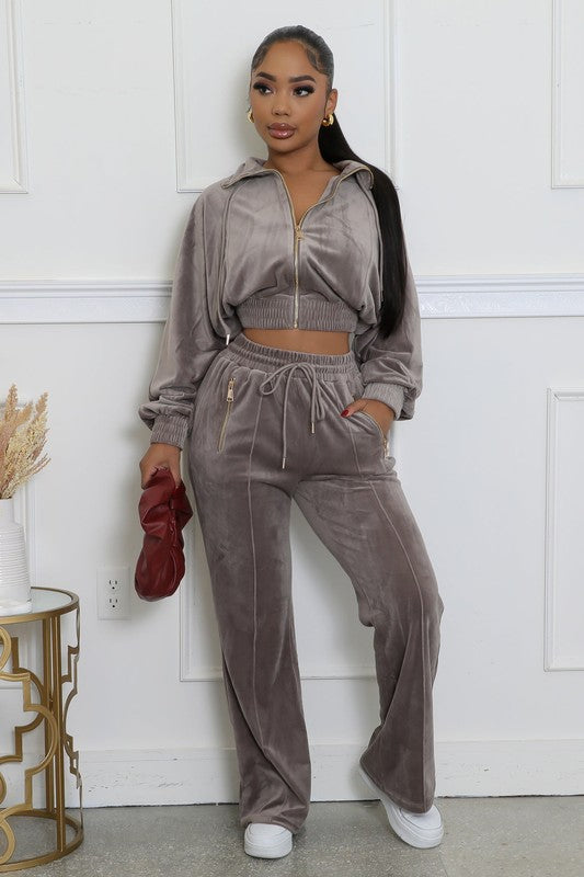 Original Velour Tracksuit Set - Grey