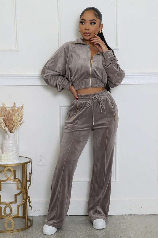 Original Velour Tracksuit Set - Grey