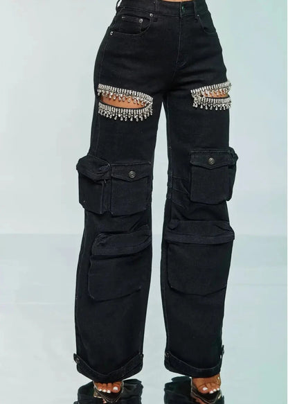 Luxe Jeweled Cargo Jeans