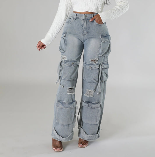 Luxe Babe Denim Cargo Jeans