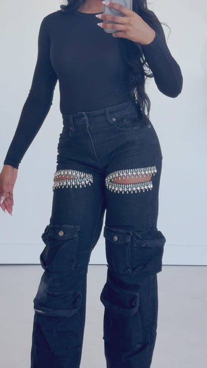 Luxe Jeweled Cargo Jeans